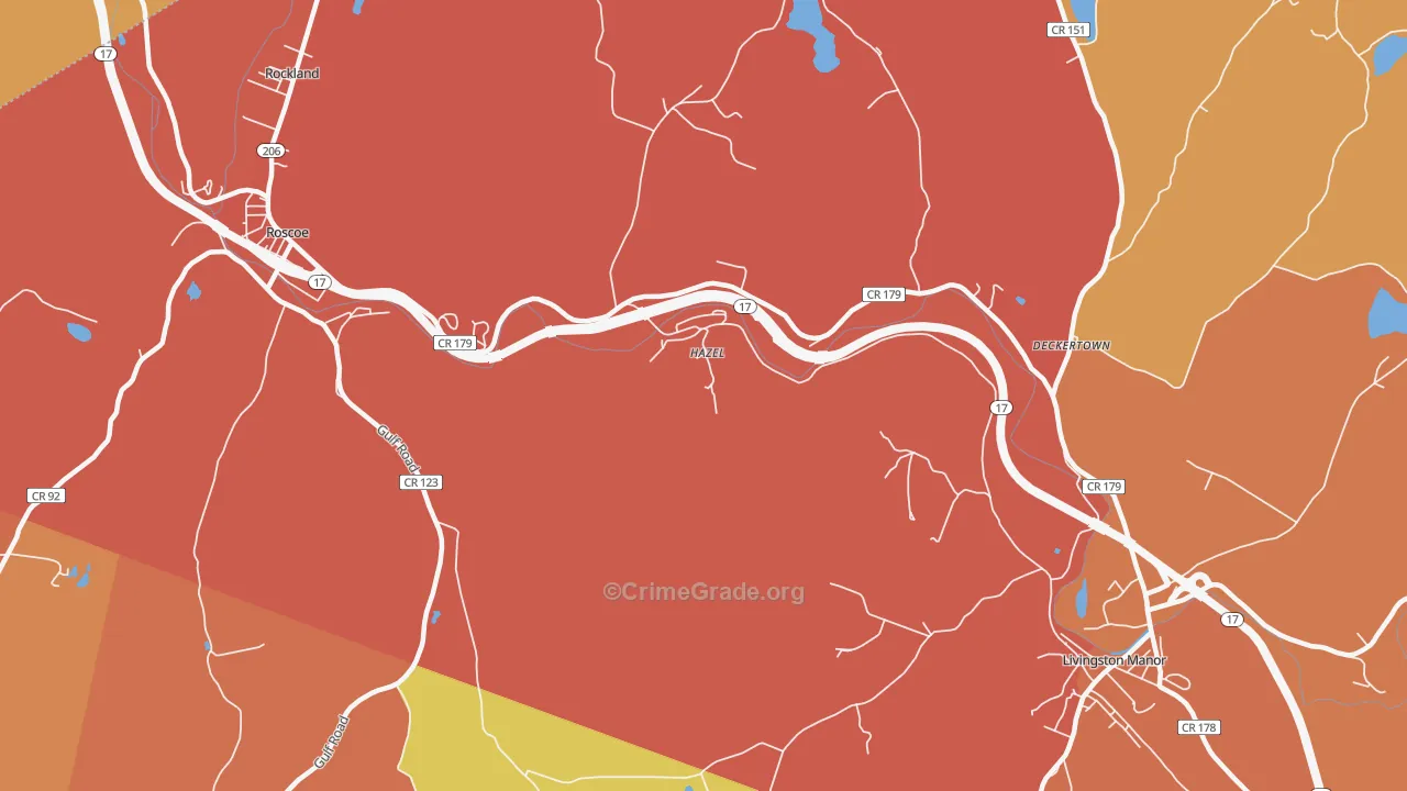 Hazel, NY Map of Burglary Rates