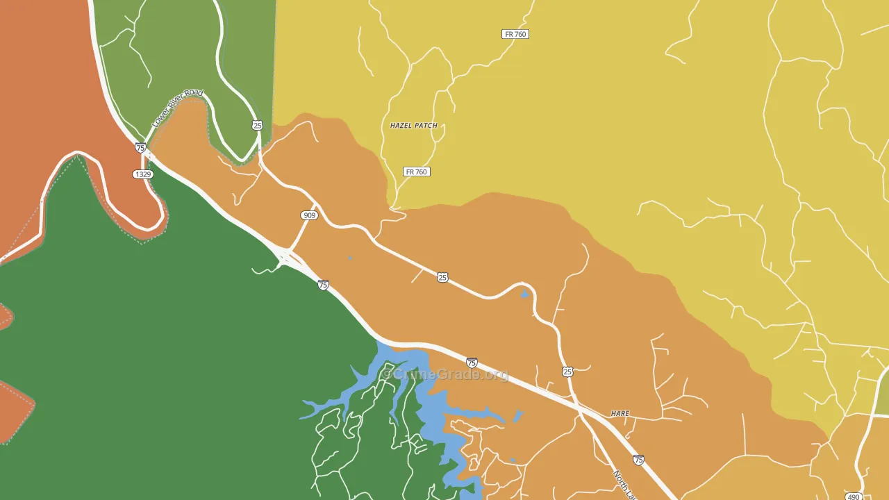 Hazel Patch, KY Map of Burglary Rates