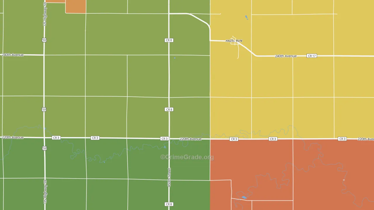 Hazel Run, MN Map of Burglary Rates