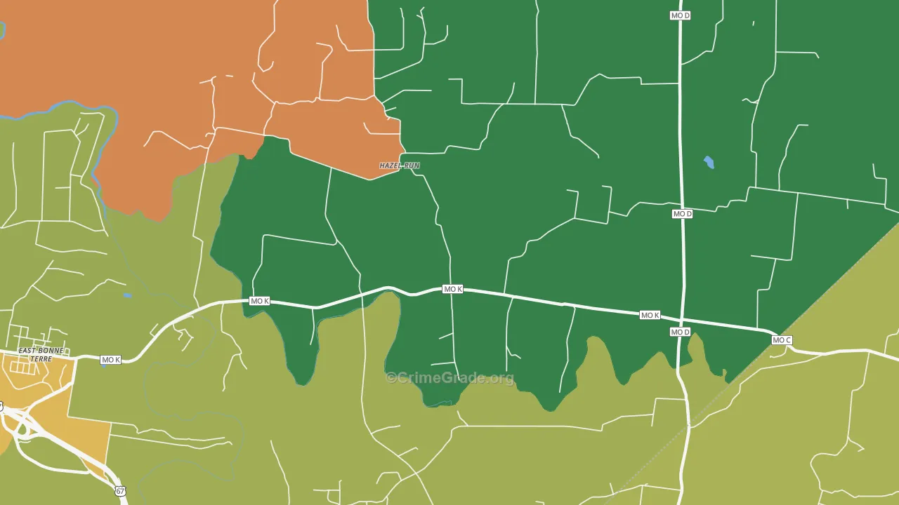 Hazel Run, MO Map of Burglary Rates
