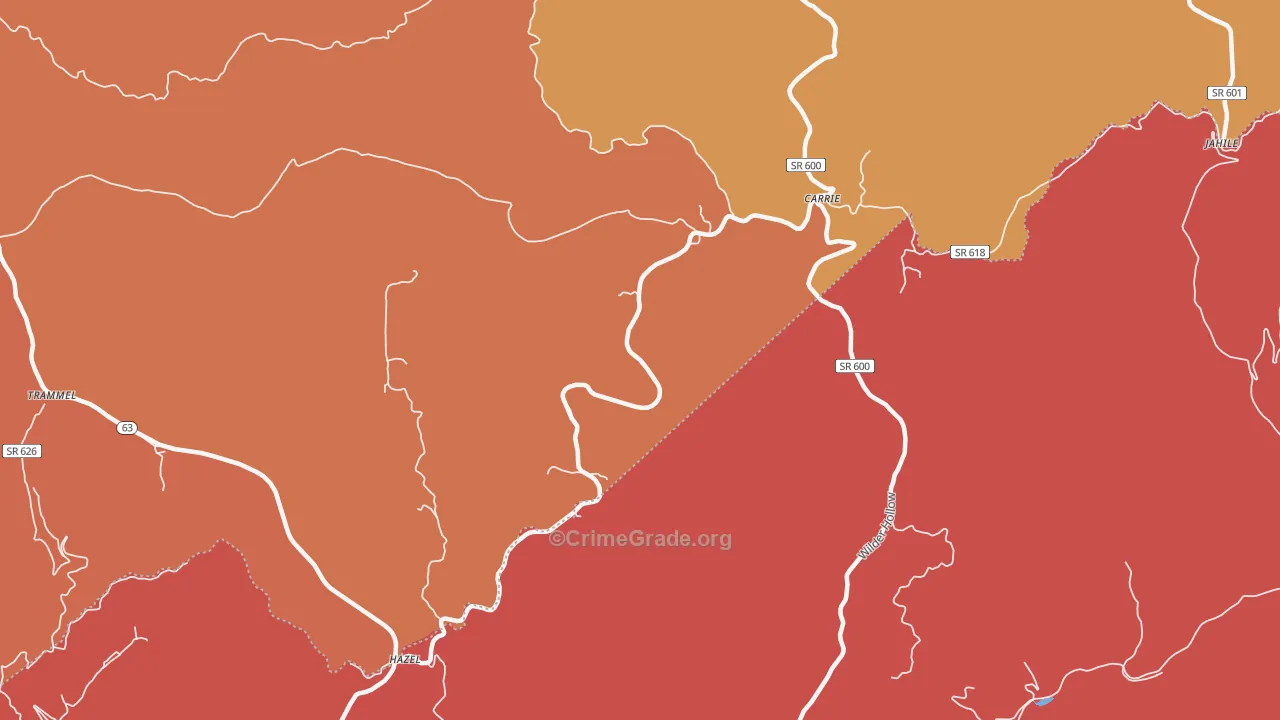 Hazel, VA Map of Burglary Rates