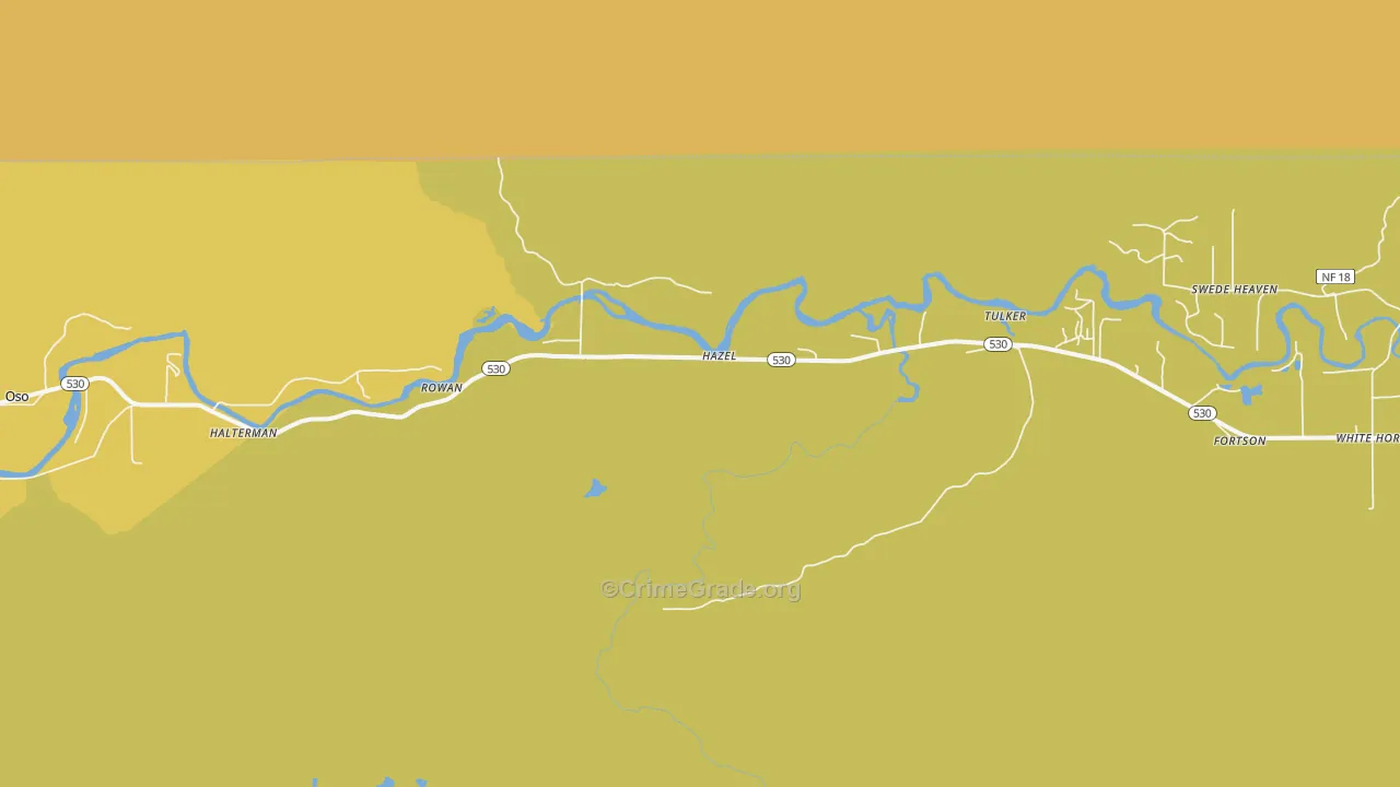 Hazel, WA Map of Burglary Rates