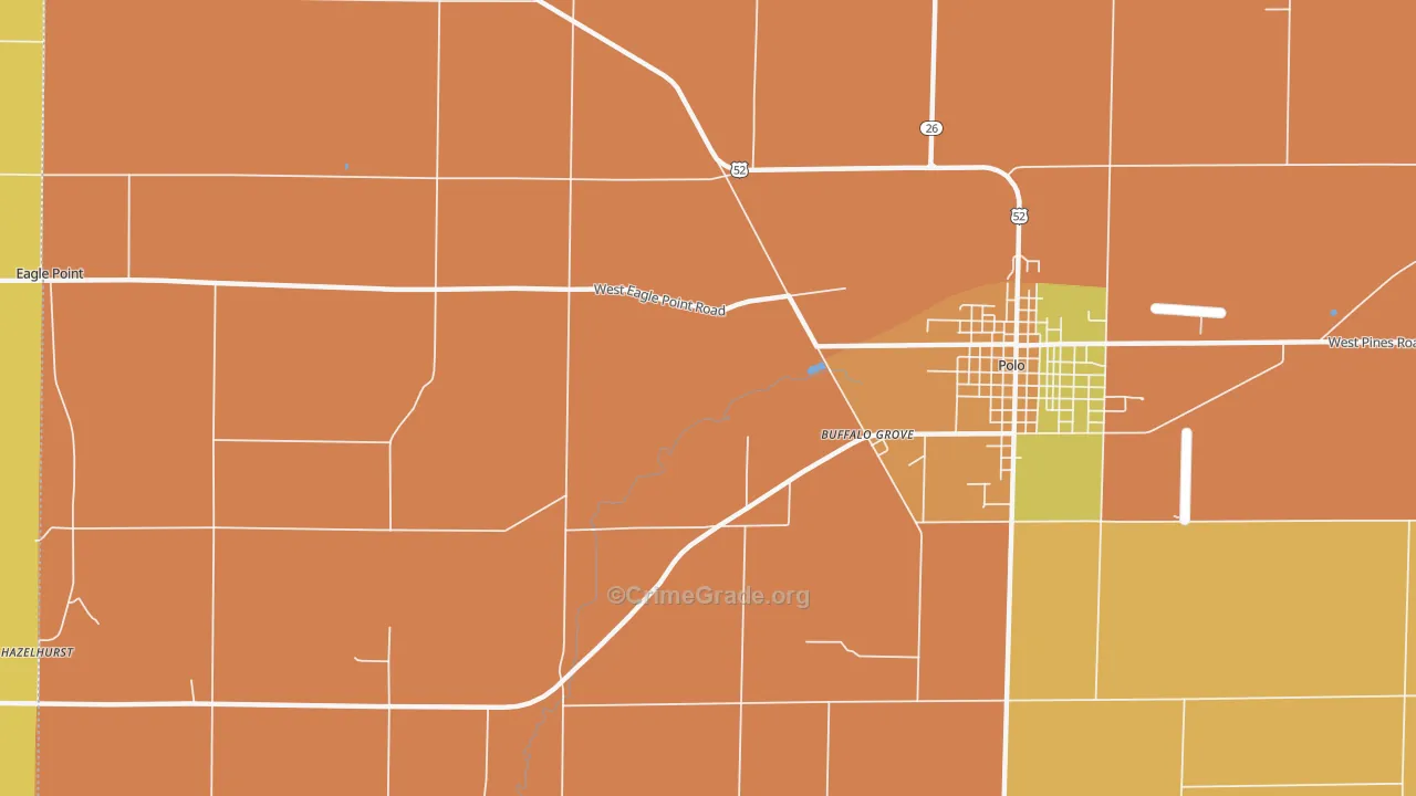 Hazelhurst, IL Map of Burglary Rates