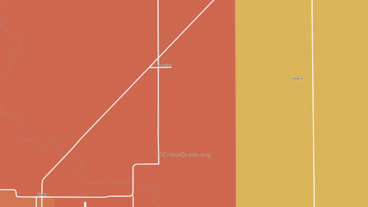 Hazelton, KS Map of Burglary Rates