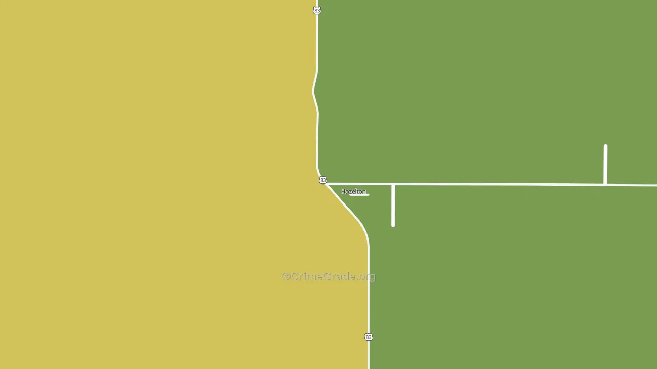 Hazelton, ND Map of Burglary Rates
