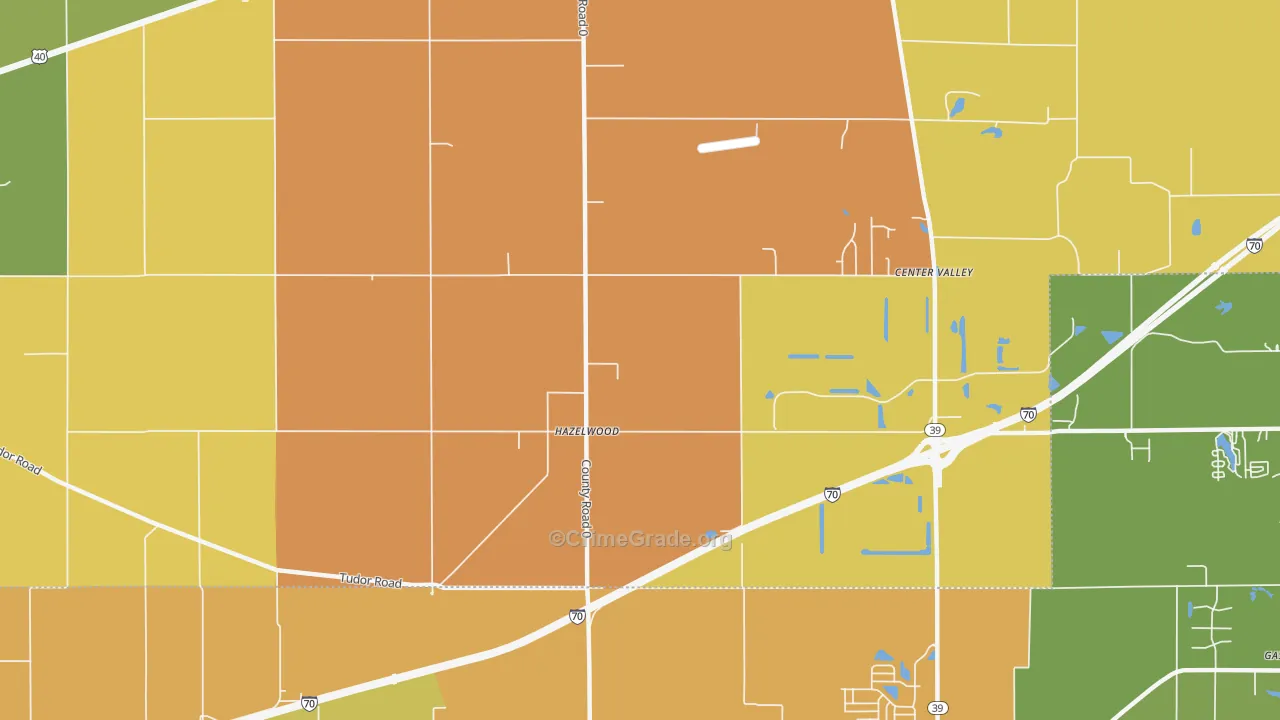 Hazelwood, IN Map of Burglary Rates