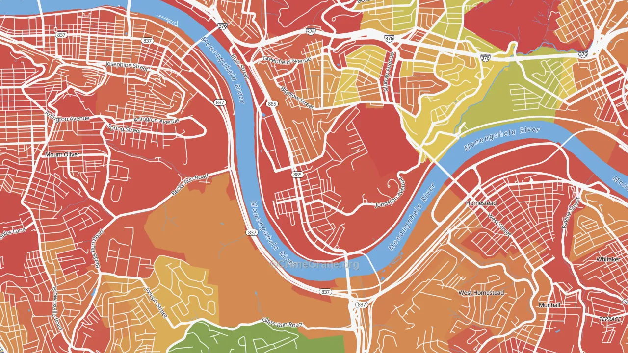 Hazelwood, Pittsburgh, PA Map of Burglary Rates