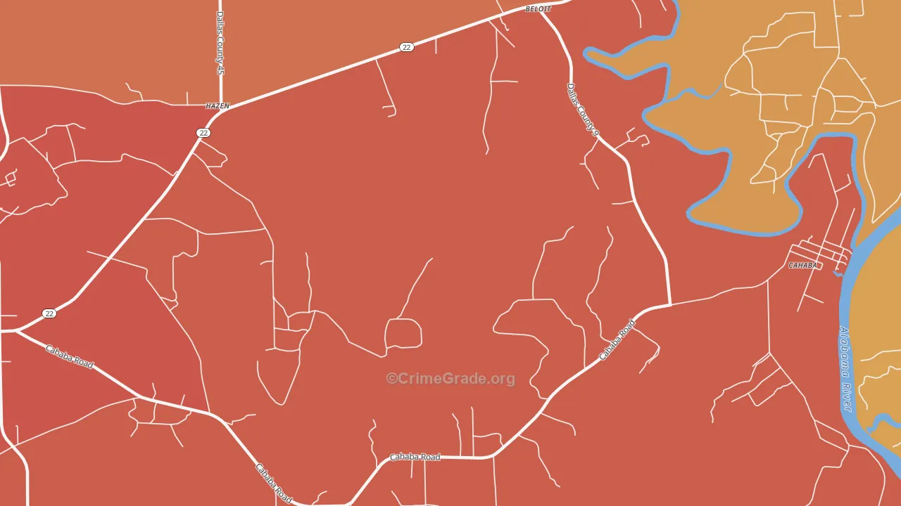Hazen, AL Map of Burglary Rates