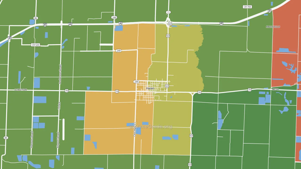Hazen, AR Map of Burglary Rates