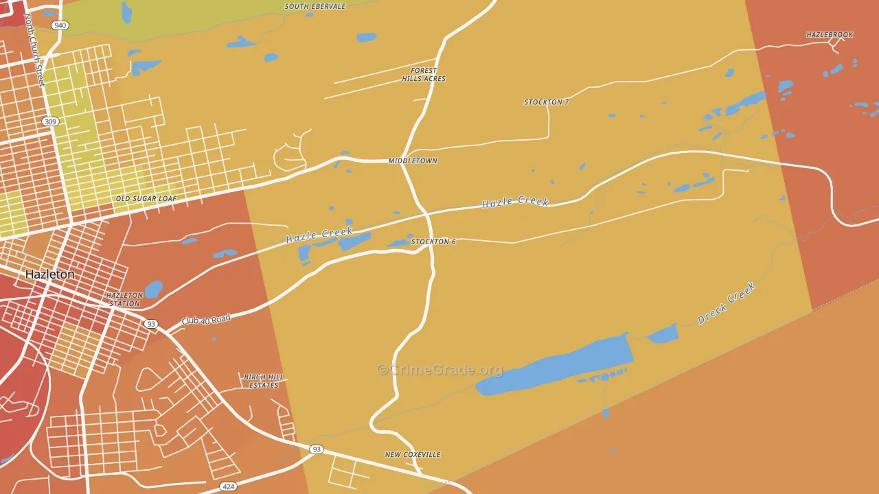 Hazle Township, PA Map of Burglary Rates