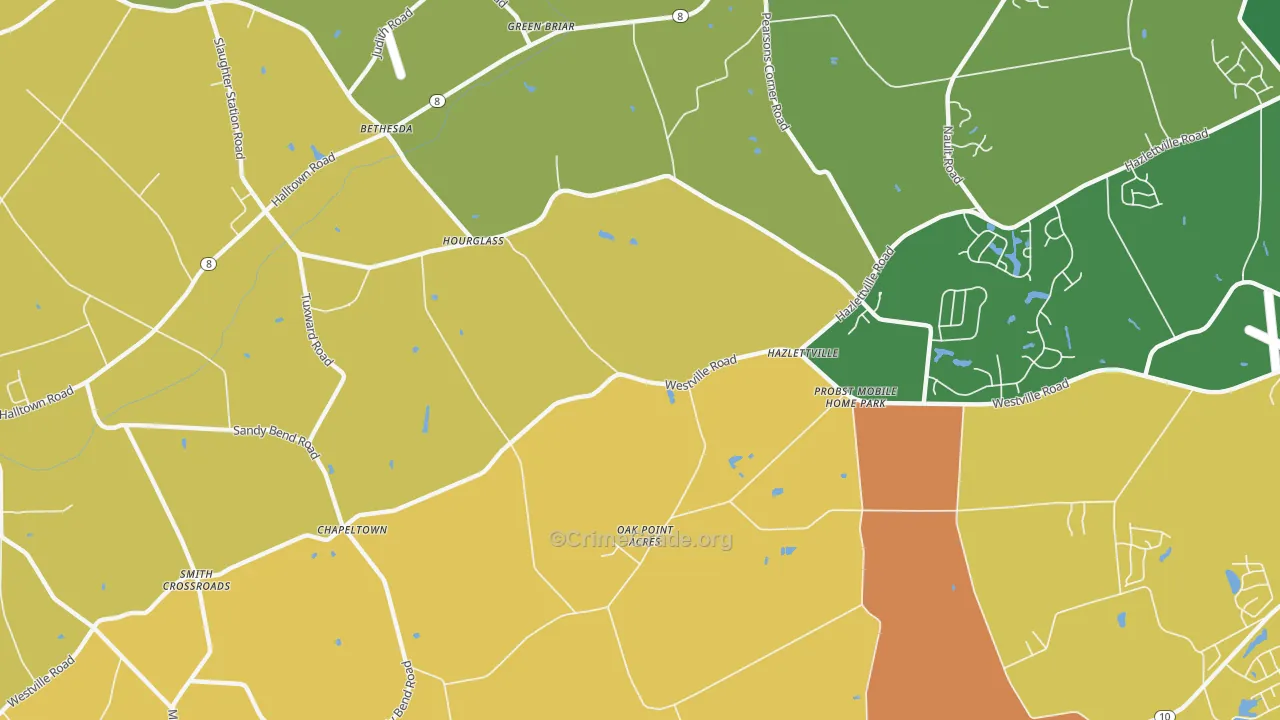 Hazlettville, DE Map of Burglary Rates