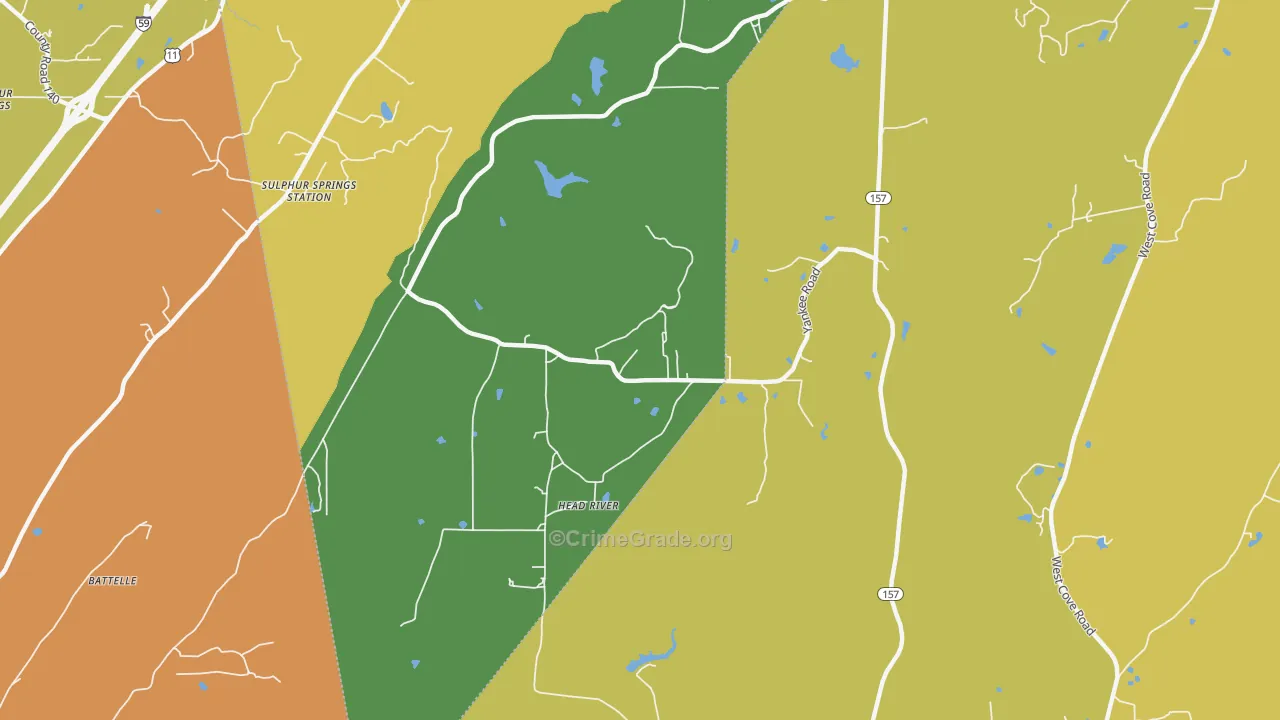 Head River, GA Map of Burglary Rates