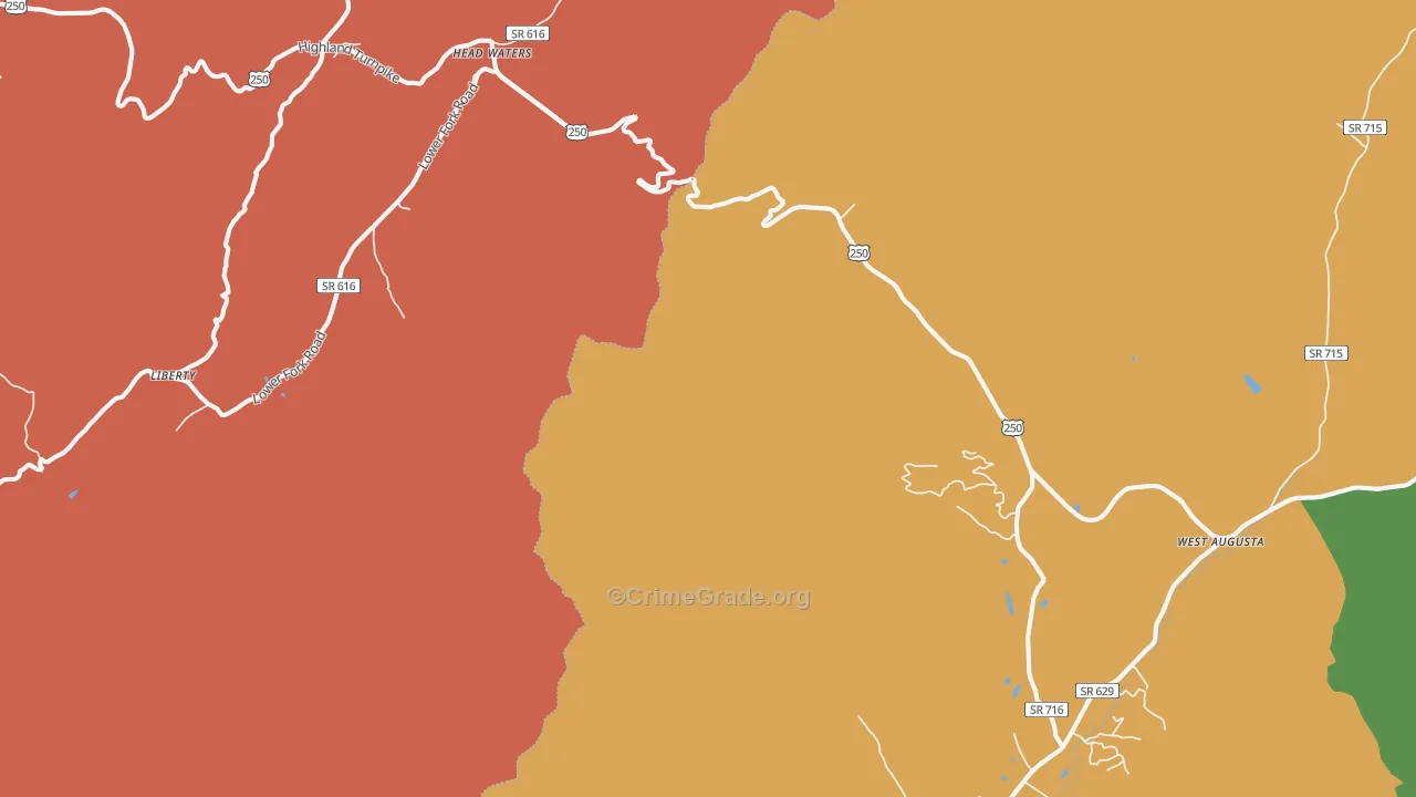 Head Waters, VA Map of Burglary Rates