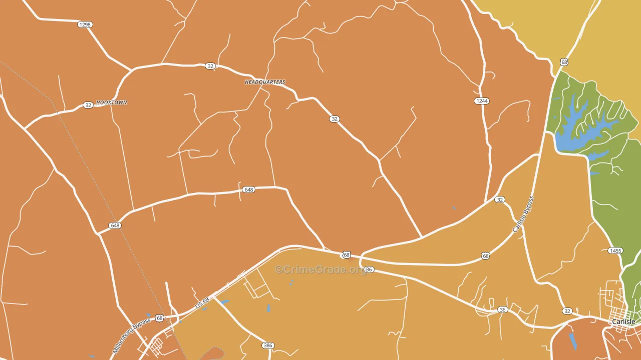 Headquarters, KY Map of Burglary Rates