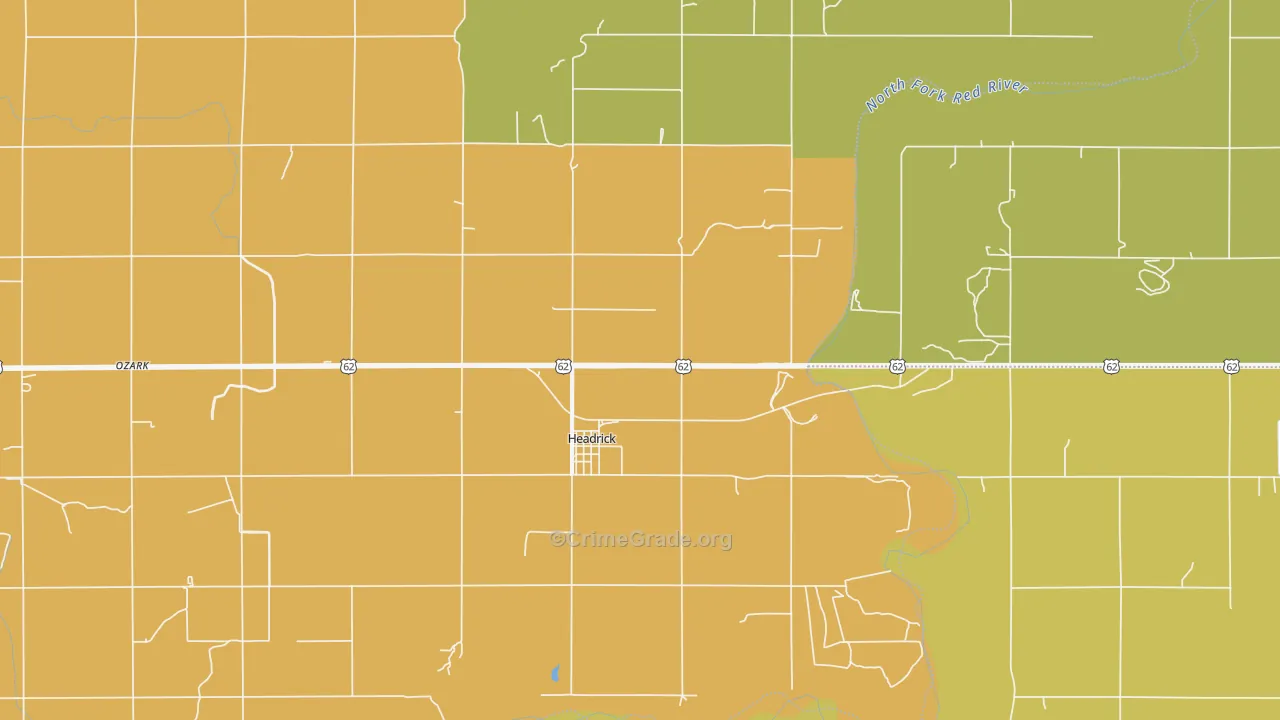 Headrick, OK Map of Burglary Rates