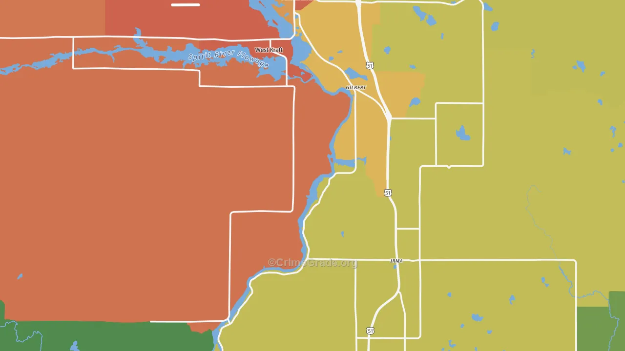 Heafford Junction, WI Map of Burglary Rates