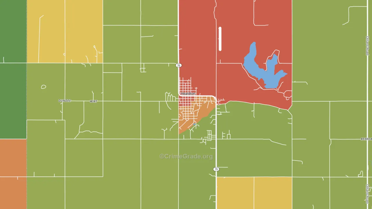 Healdton, OK Map of Burglary Rates