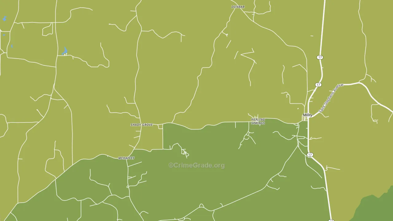 Healing Springs, AL Map of Burglary Rates