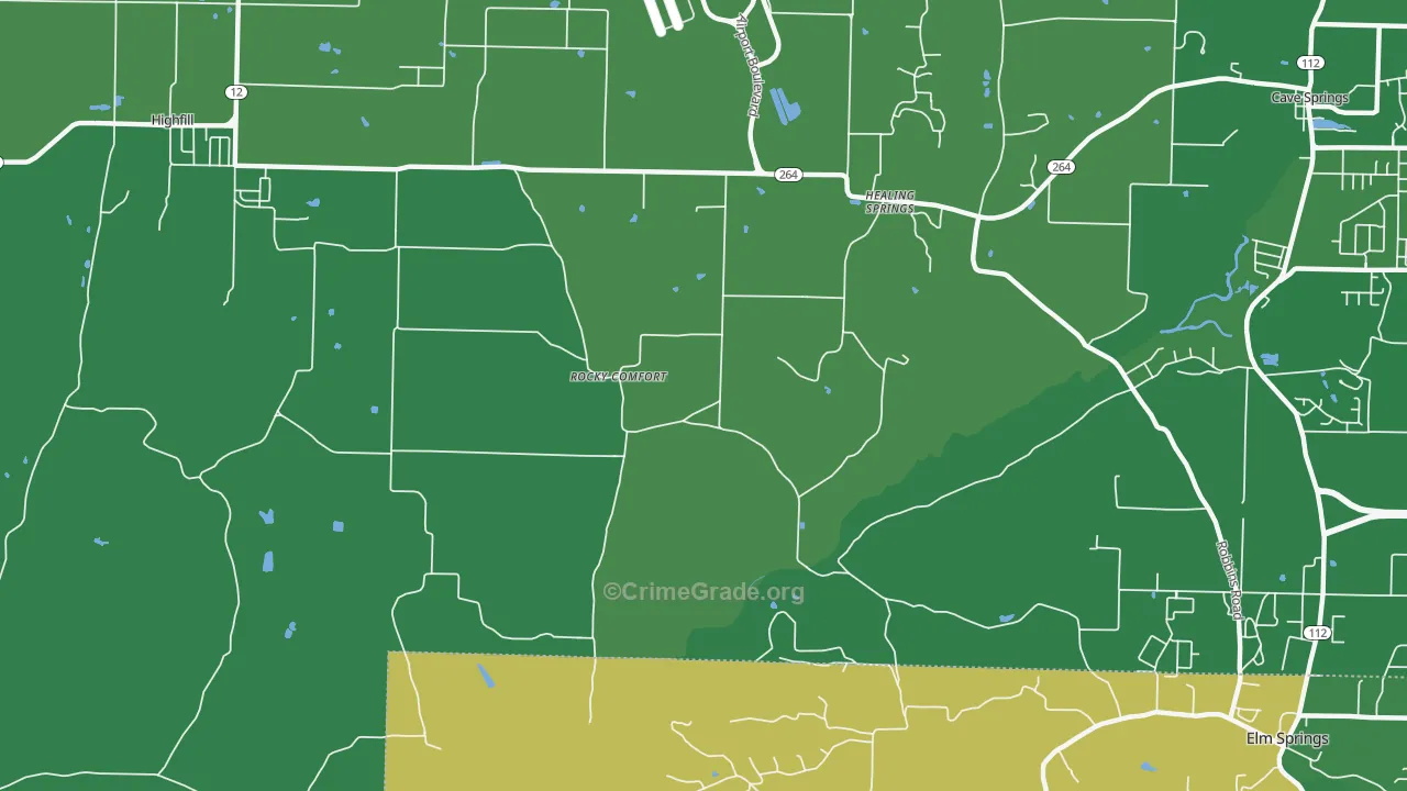 Healing Springs, AR Map of Burglary Rates