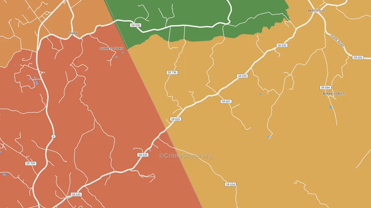 Heards, VA Map of Burglary Rates