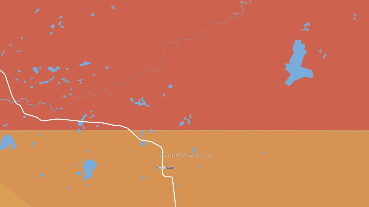 Heart Butte, MT Map of Burglary Rates