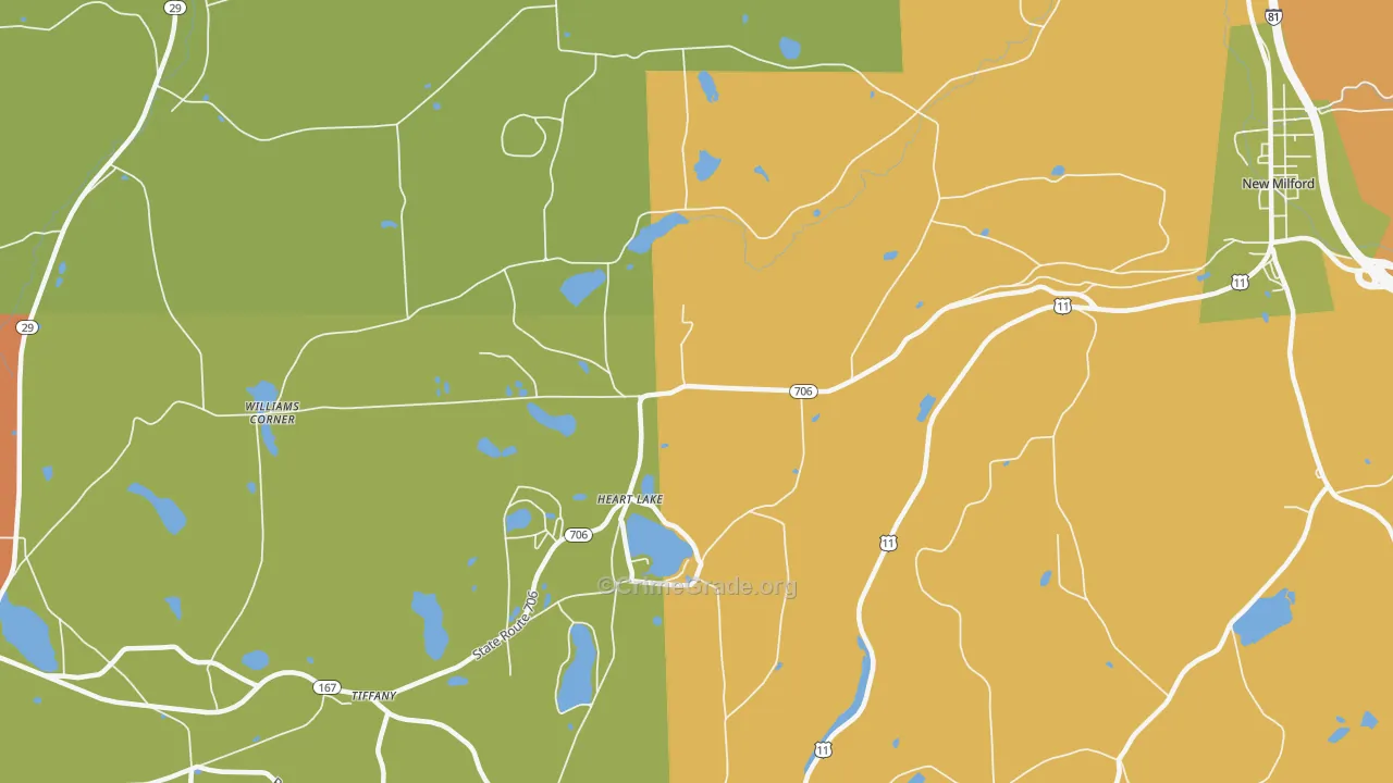 Heart Lake, PA Map of Burglary Rates