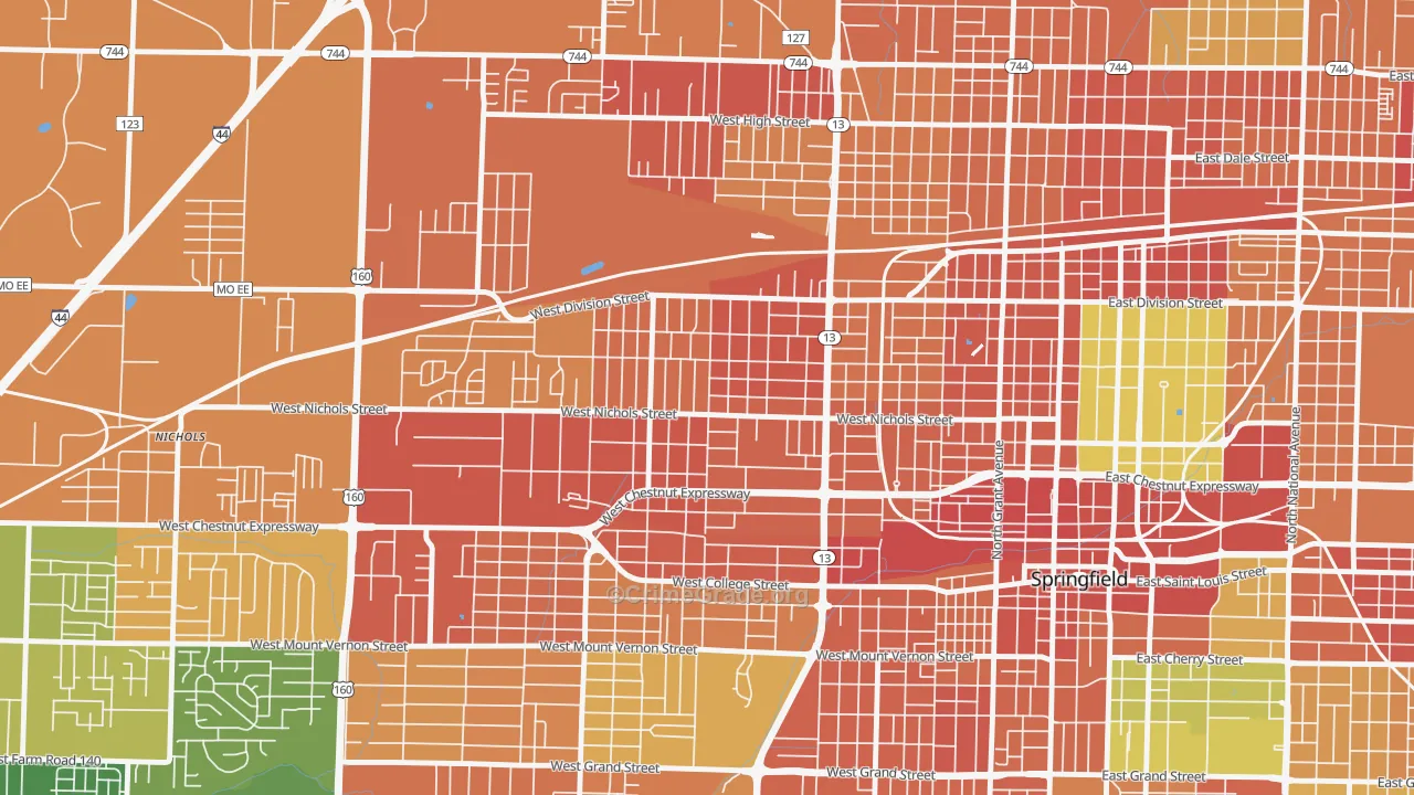 Heart of the Westside, Springfield, MO Map of Burglary Rates