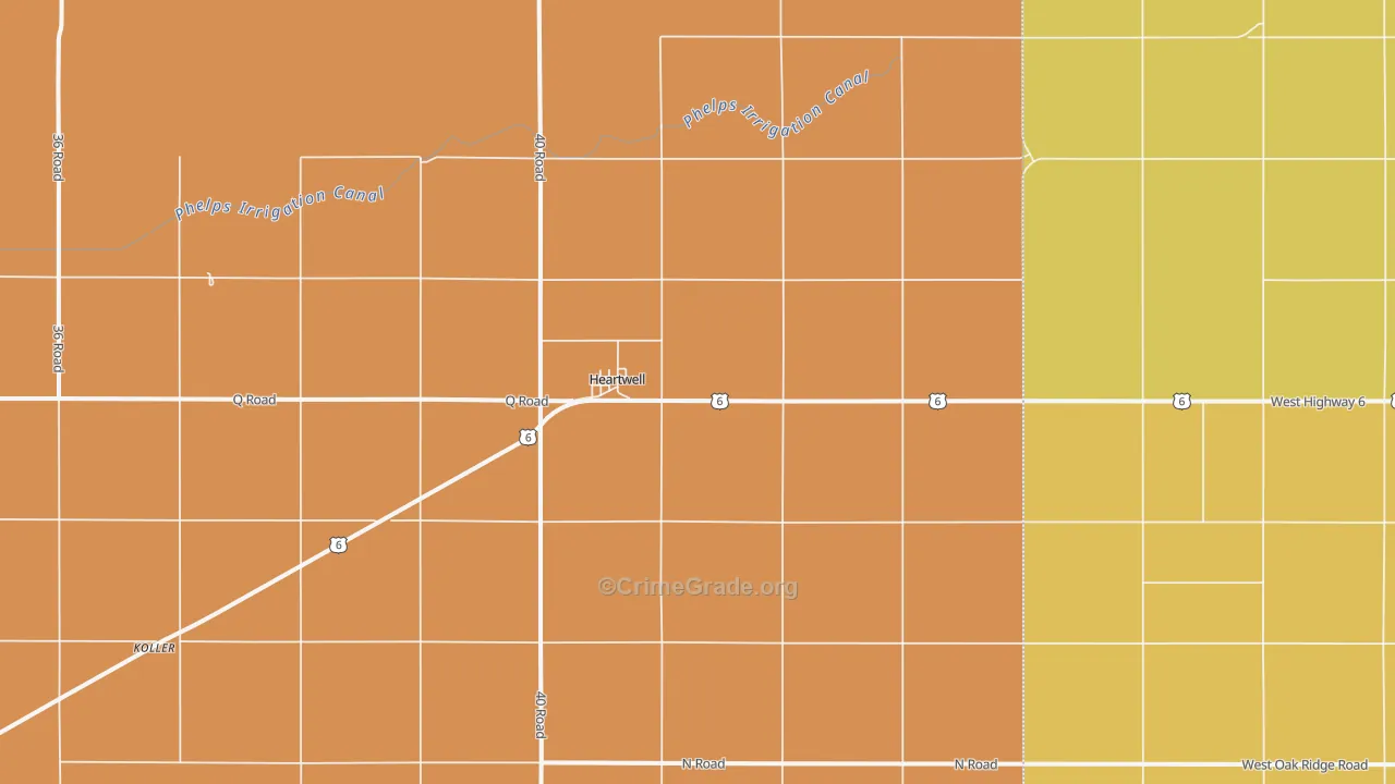 Heartwell, NE Map of Burglary Rates