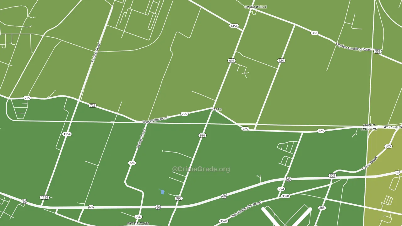 Heath, KY Map of Burglary Rates