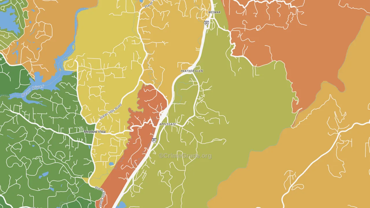 Heather Glen, CA Map of Burglary Rates