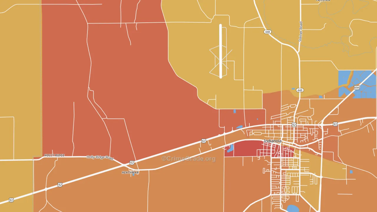 Heathman, MS Map of Burglary Rates