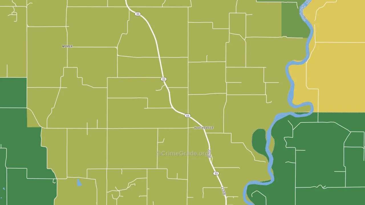 Heathsville, IL Map of Burglary Rates