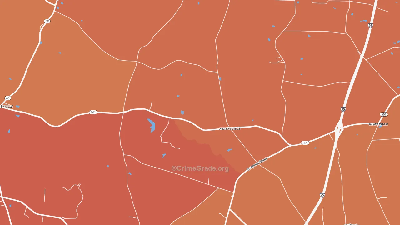 Heathsville, NC Map of Burglary Rates