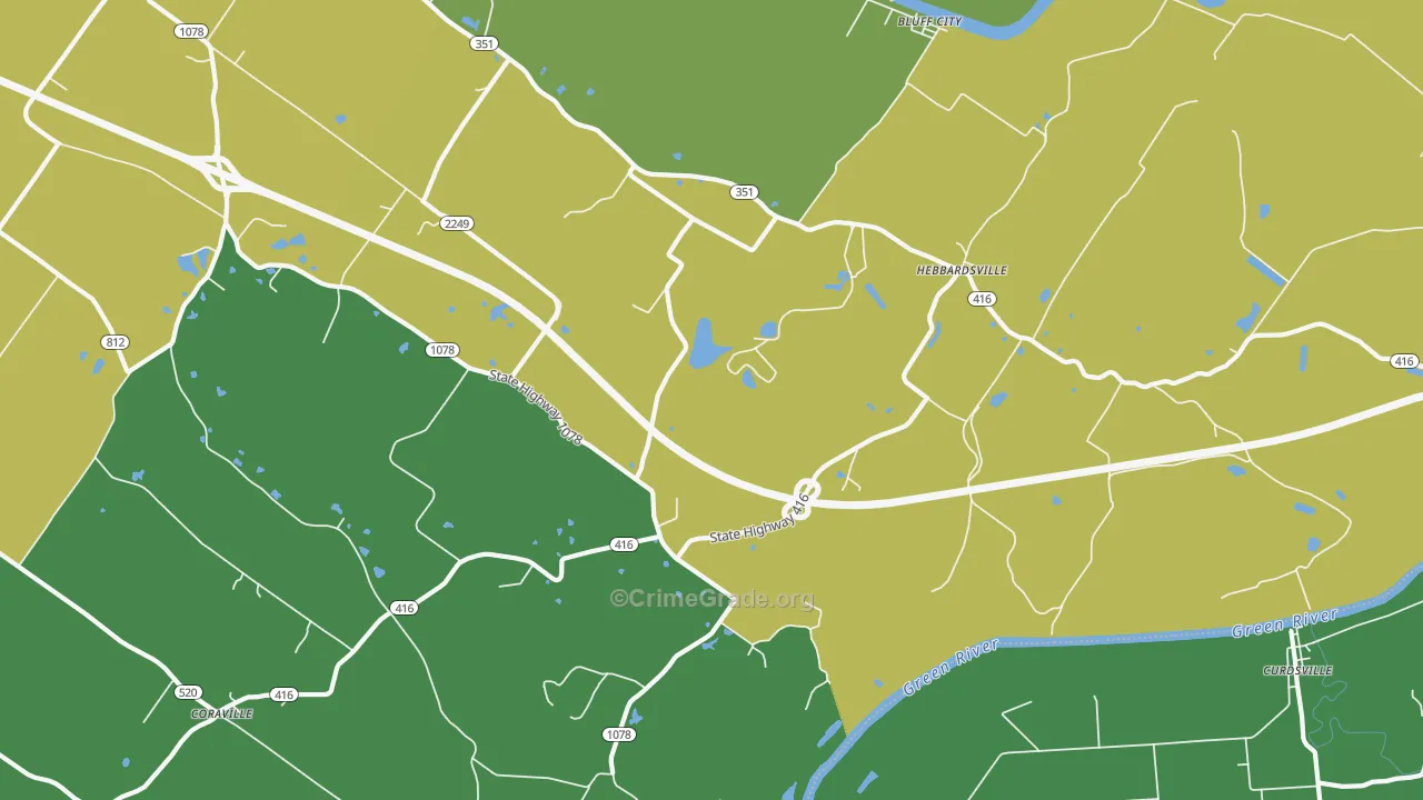 Hebbardsville, KY Map of Burglary Rates