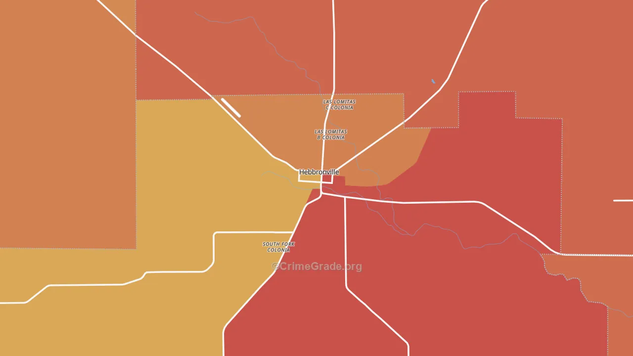 Hebbronville, TX Map of Burglary Rates