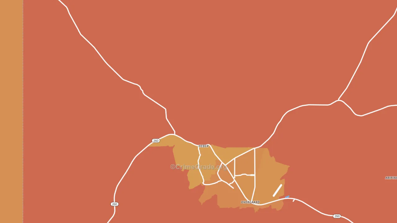 Heber, AZ Map of Burglary Rates