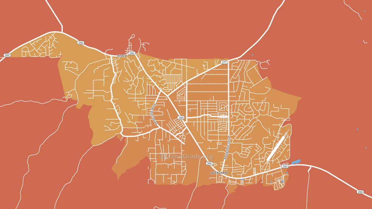 Heber-Overgaard, AZ Map of Burglary Rates