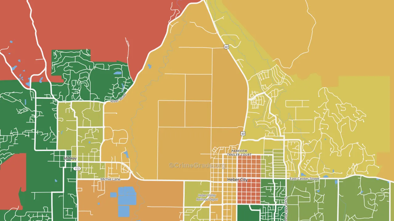Heber, UT Map of Burglary Rates