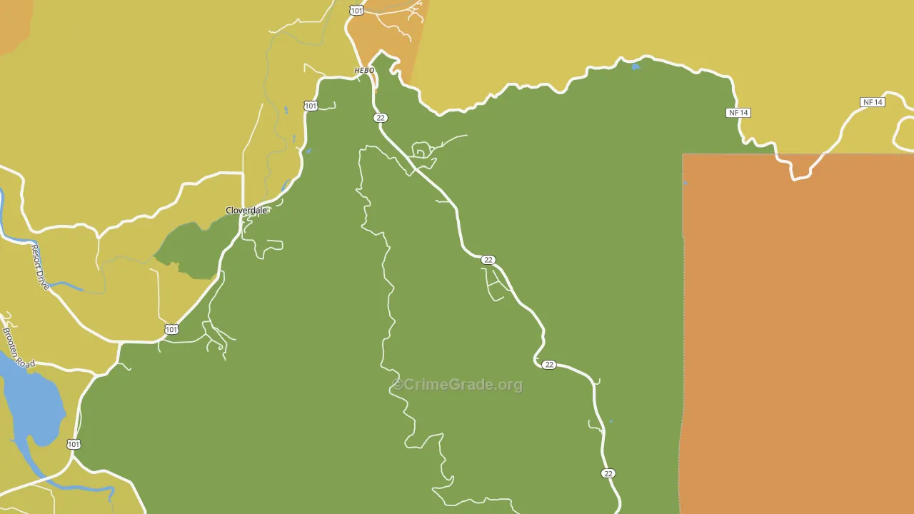 Hebo, OR Map of Burglary Rates