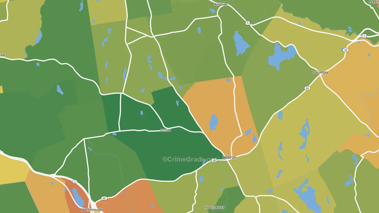 Hebron, CT Map of Burglary Rates