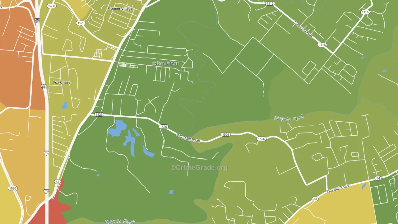 Hebron Estates, KY Map of Burglary Rates