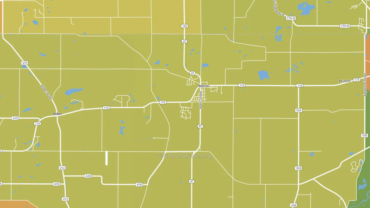 Hebron, IL Map of Burglary Rates