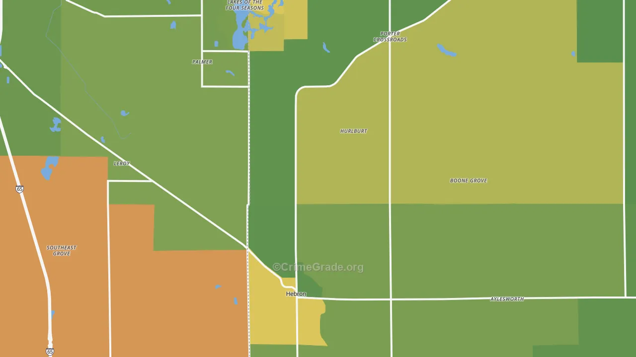 Hebron, IN Map of Burglary Rates