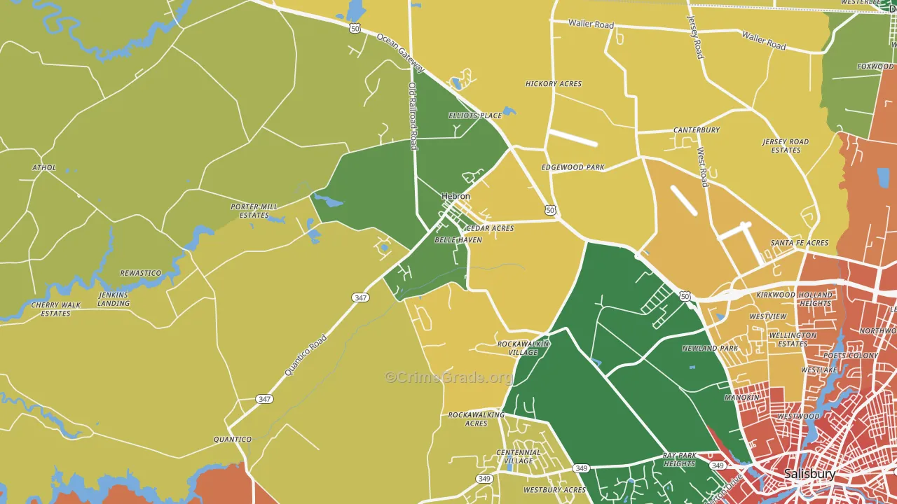 Hebron, MD Map of Burglary Rates