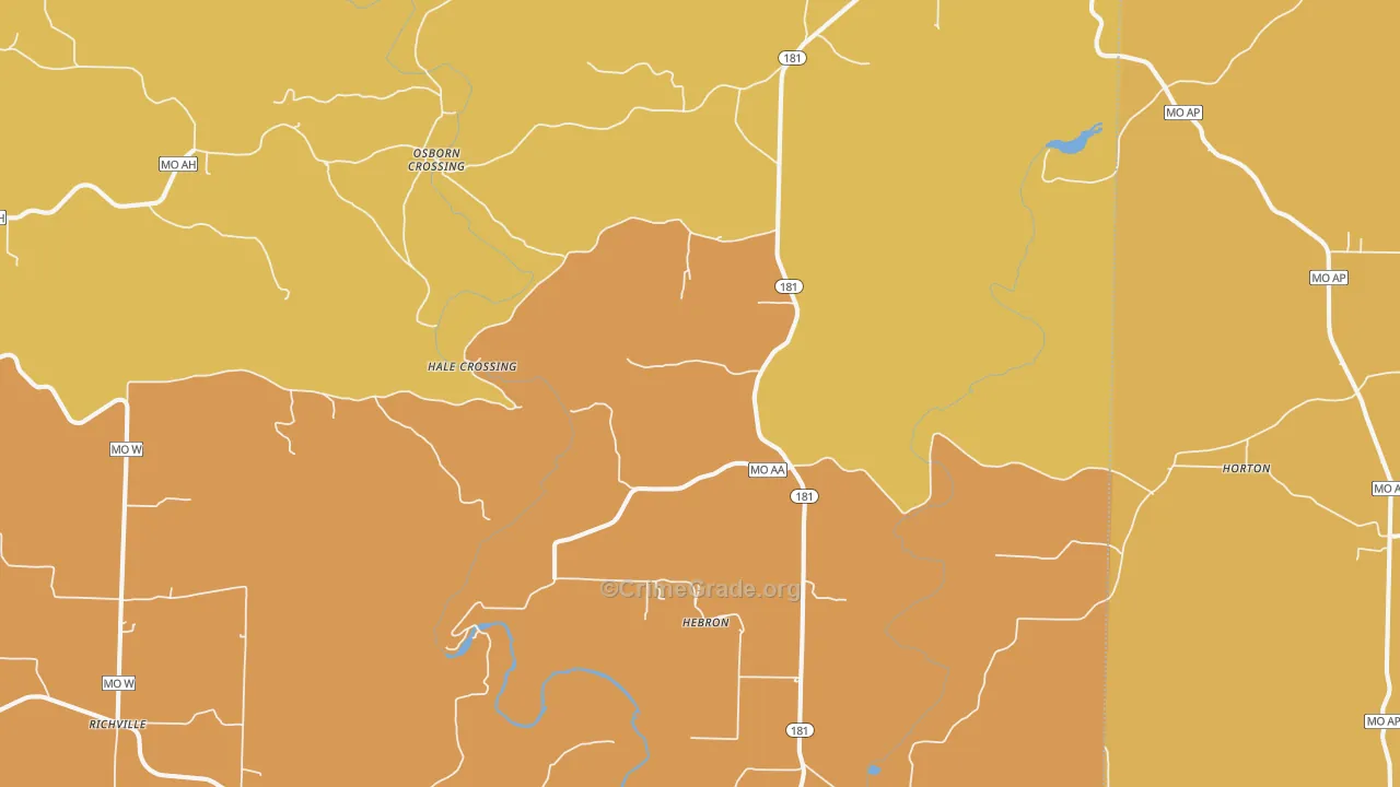Hebron, MO Map of Burglary Rates