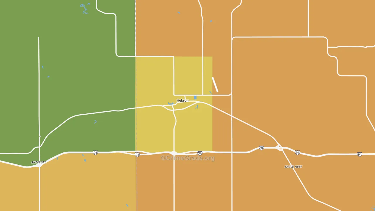 Hebron, ND Map of Burglary Rates