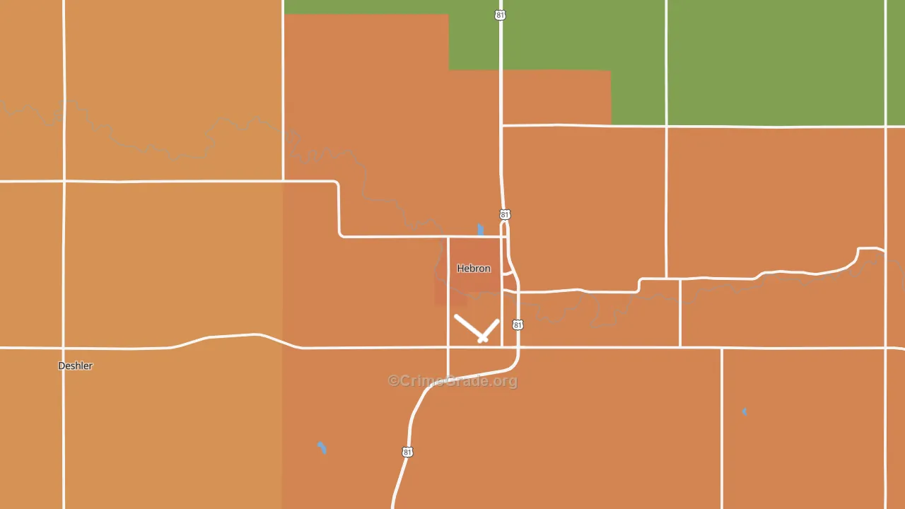 Hebron, NE Map of Burglary Rates