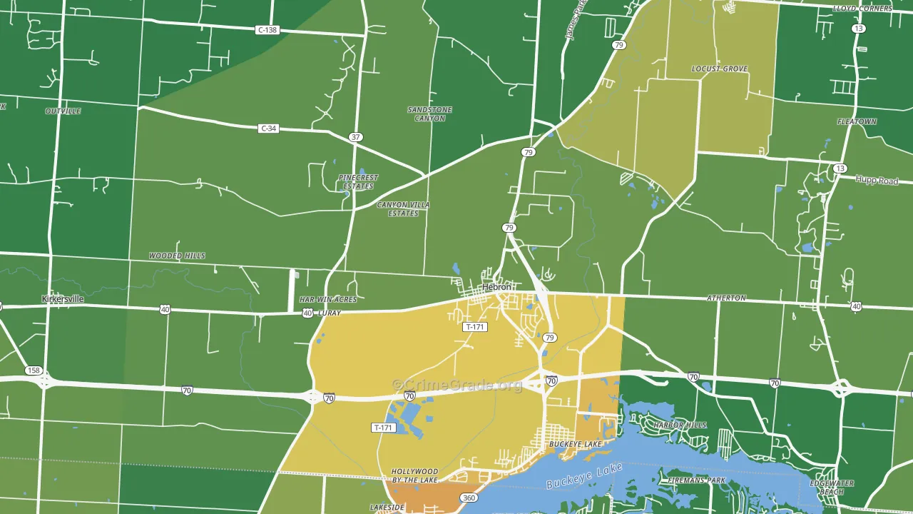 Hebron, OH Map of Burglary Rates