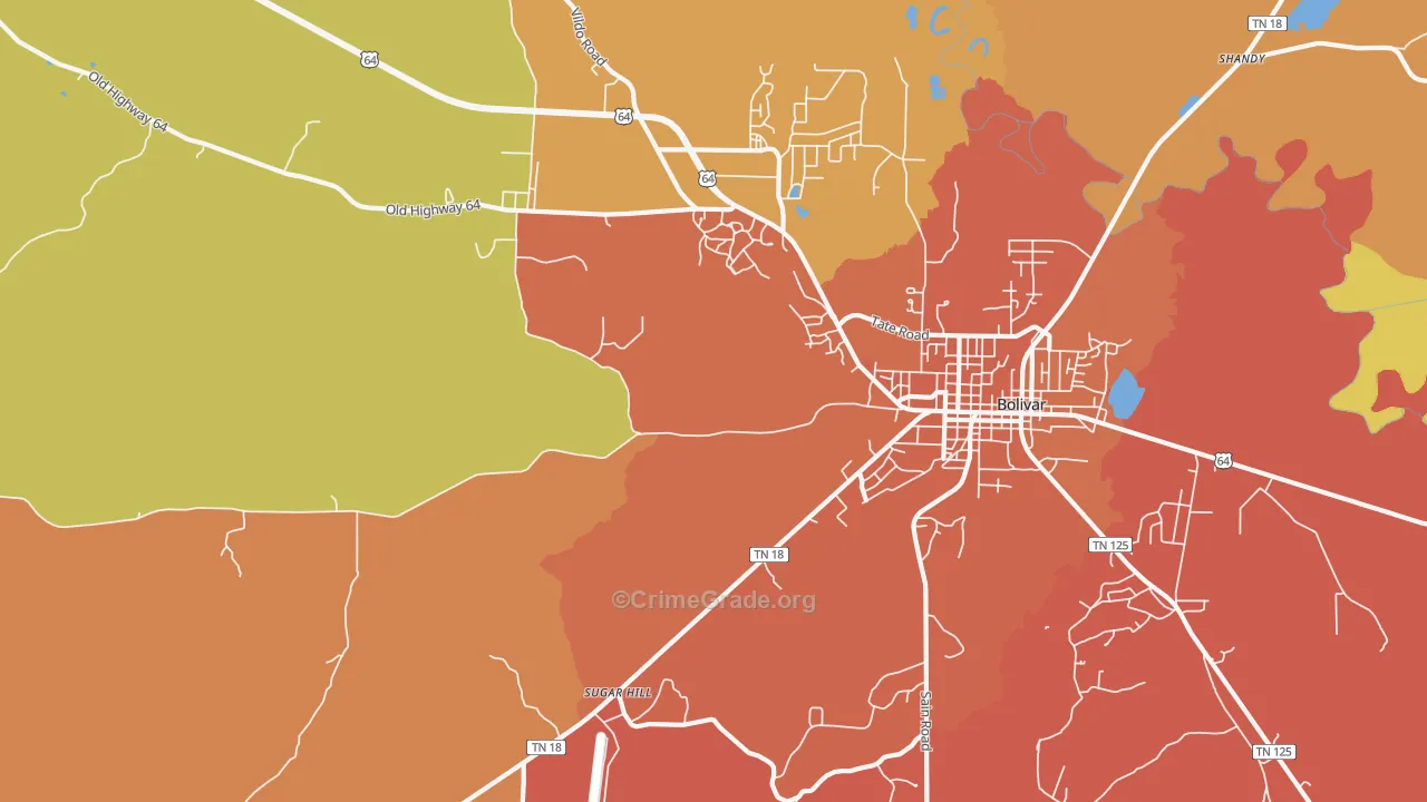 Hebron, TN Map of Burglary Rates