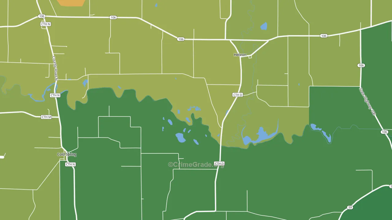 Hebron, WI Map of Burglary Rates